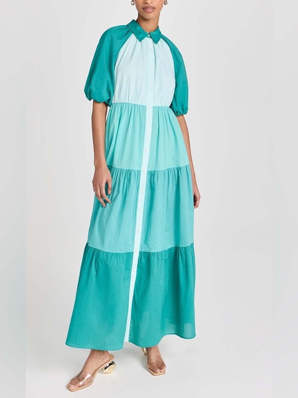 Playa Lucila Colorblock Tiered Maxi Dress